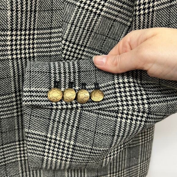 J. Crew Black White Preppy Houndstooth Wool Blend Lapel Blazer Jacket Business 8 - Picture 5 of 7